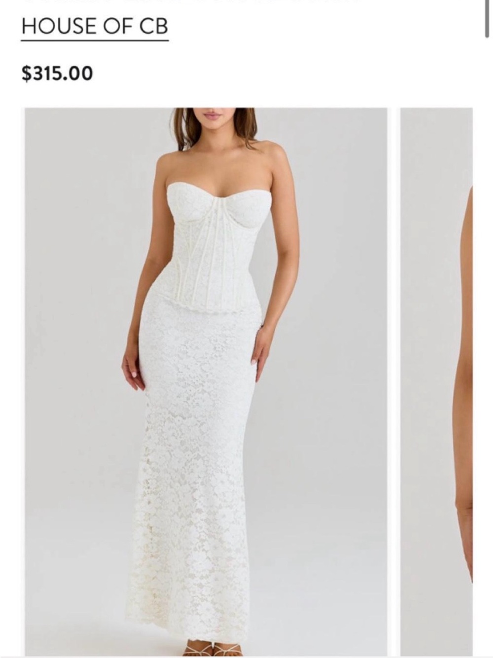 House of CB Strapless White Lace Corset Gown